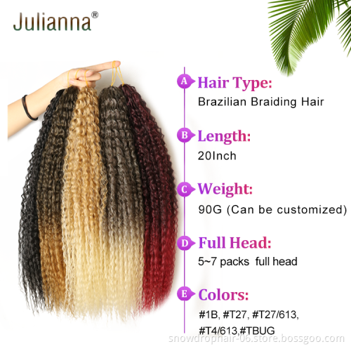 Julianna Free Sample 20Inch Brazilian Curly Crochet Twist Bulk Brazilian Braiding Hair Synthetic Attachment For Black Women